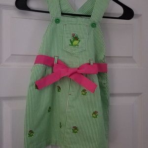 Frog Embroidery Stripe Jumper Dress